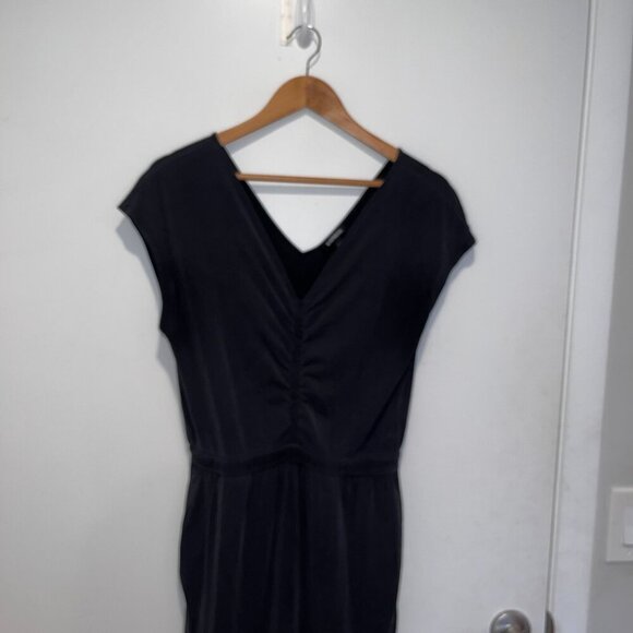 Express Black V-Neck Ruched Front Elastic Waistband Women's Jumpsuit Size S - Picture 2 of 10